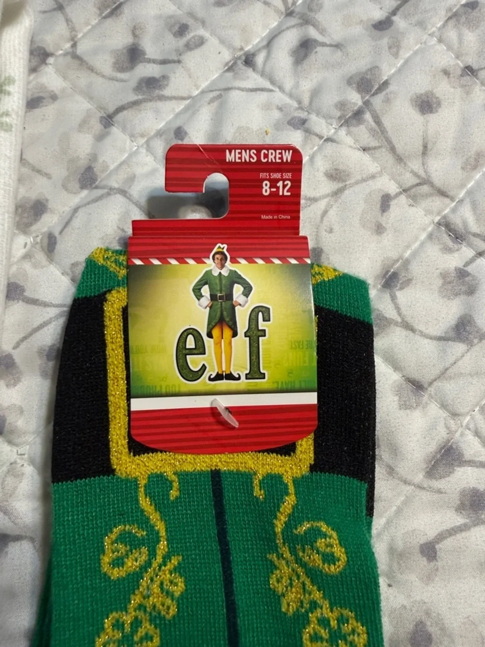 ELF Holiday Kitchen Towel and Green Novelty Socks